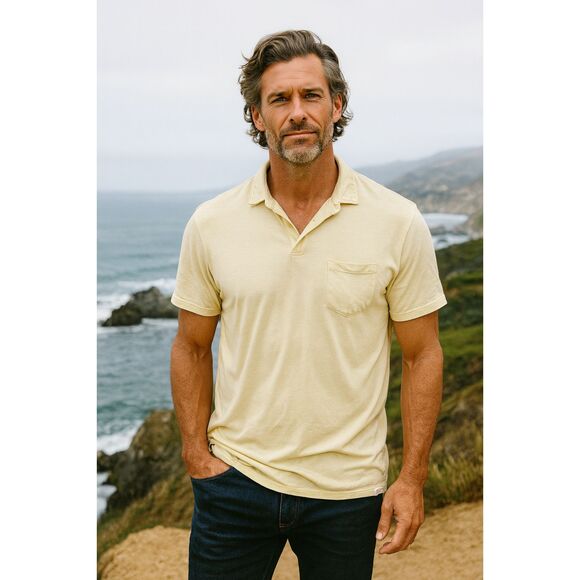 MARINE LAYER Yellow Button Up Polo Shirt Top   Mens Size XL - Picture 1 of 8